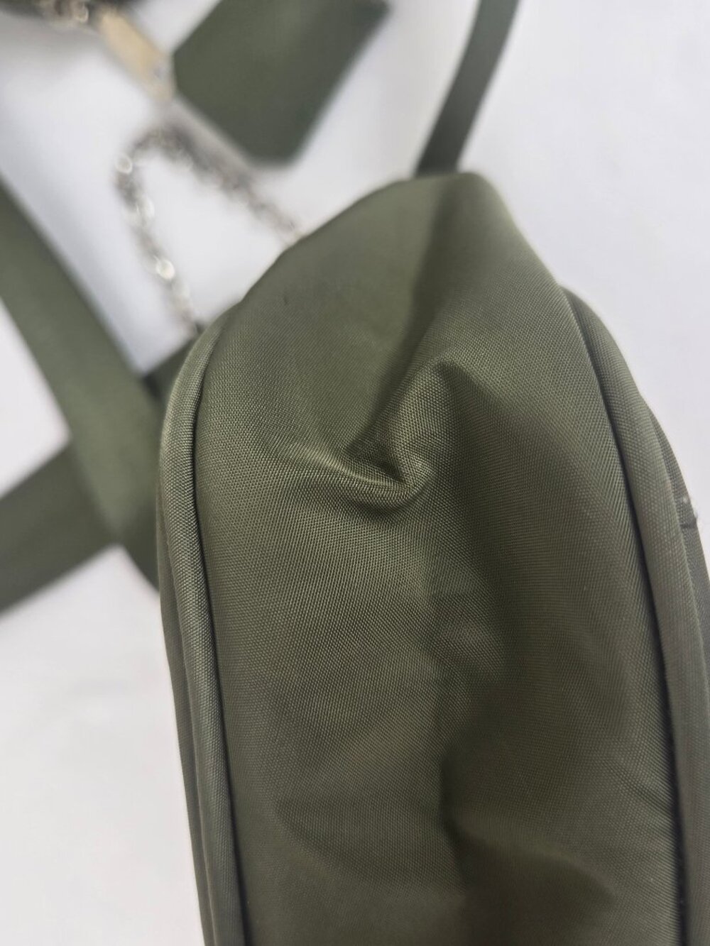 Olive Green NYlon Crossbody Bag Removable Pouch Canvas Adjustable Strap Chain - Picture 8 of 15